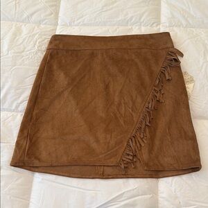Altar’d State Brown Suede Fringe Skirt